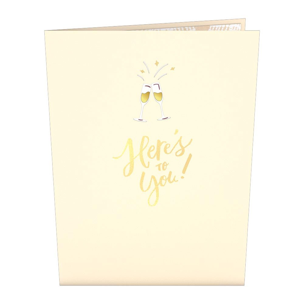 here's to you champagne pop up card